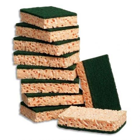 Tamponge abrasif vert 12x9 cm (lot de 10)